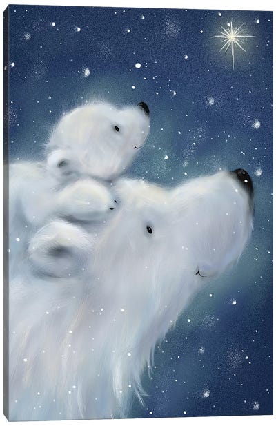 Polar Bear And Cub II Canvas Art Print - MAKIKO