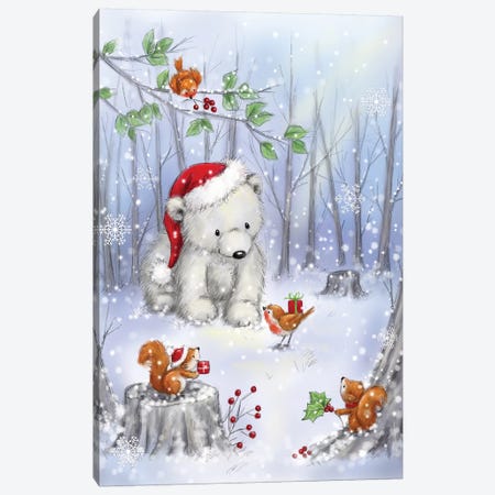 Polar Bear In Wood I Canvas Print #MKK182} by MAKIKO Canvas Artwork