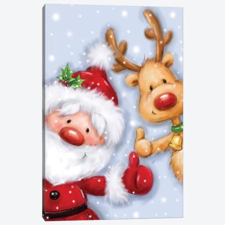 Santa and Reindeer III Canvas Print #MKK215} by MAKIKO Canvas Print