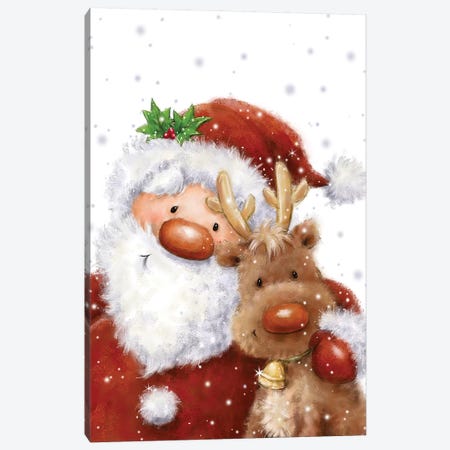 Santa and Reindeer IV Canvas Print #MKK216} by MAKIKO Canvas Art Print