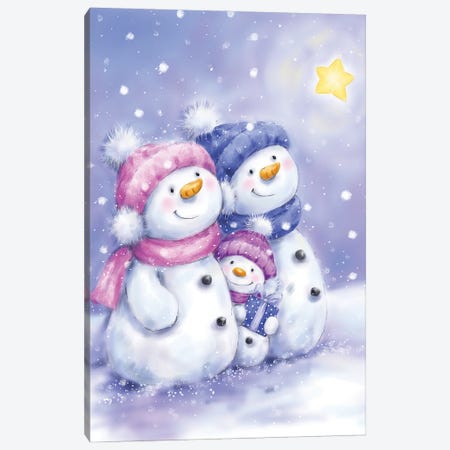 Snowman Family I Canvas Print #MKK279} by MAKIKO Canvas Art