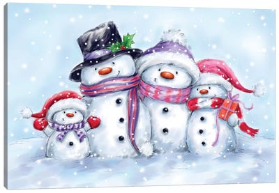 Snowman Family II Canvas Art Print - MAKIKO