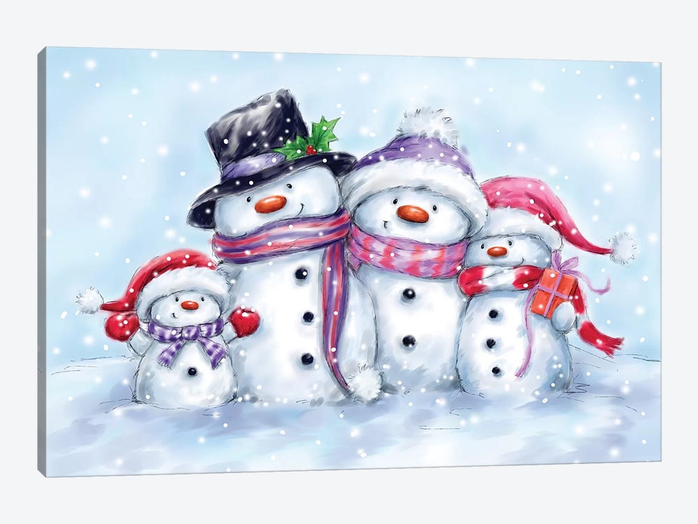 Snowman Family II by MAKIKO 1-piece Canvas Artwork