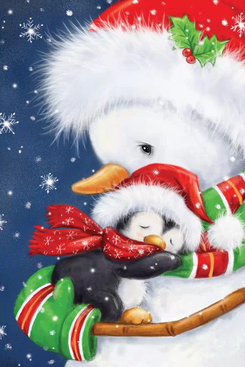 Snowman Hug by MAKIKO wall art