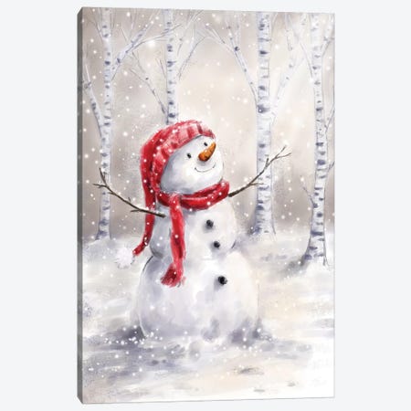 Snowman in Wood I Canvas Print #MKK282} by MAKIKO Canvas Art Print