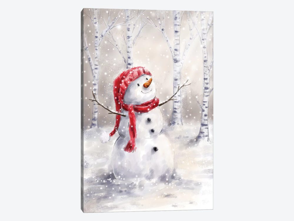 Snowman in Wood I 1-piece Canvas Wall Art
