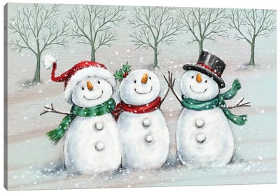 Three Snowmen II A Canvas Art Print - Large Christmas Art