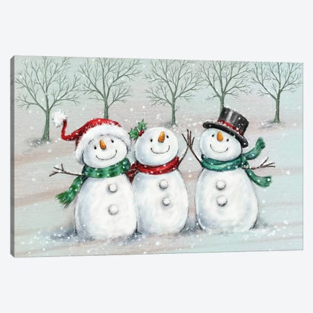 Three Snowmen II A Canvas Print #MKK311} by MAKIKO Canvas Print