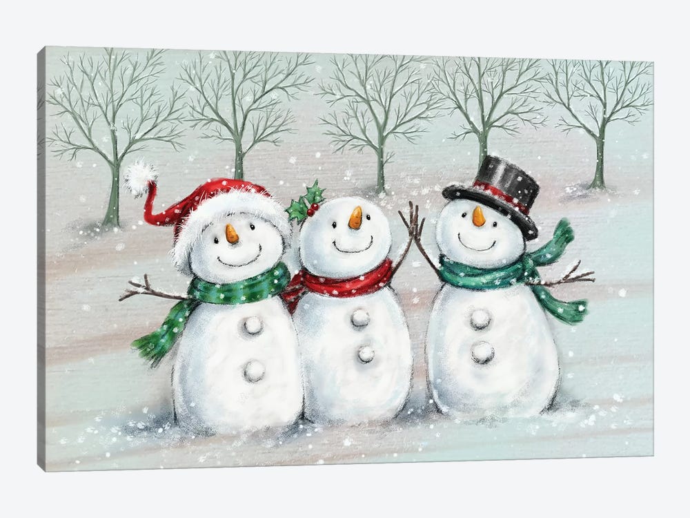 Three Snowmen II A by MAKIKO 1-piece Canvas Print