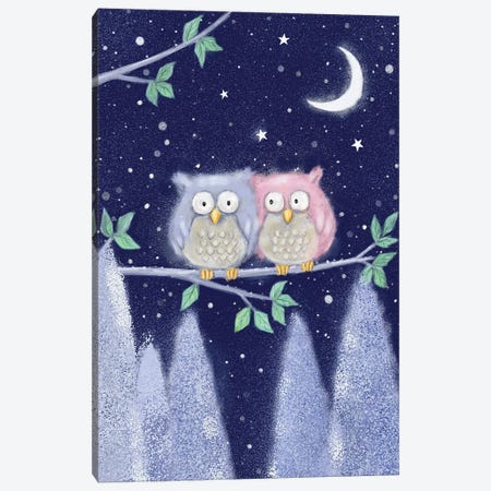 Two Owls II Canvas Print #MKK326} by MAKIKO Canvas Print