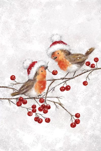 Two Robins by MAKIKO framed canvas print