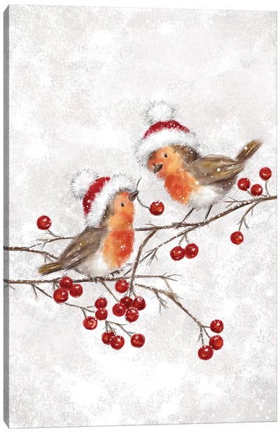 Two Robins Canvas Art Print - MAKIKO