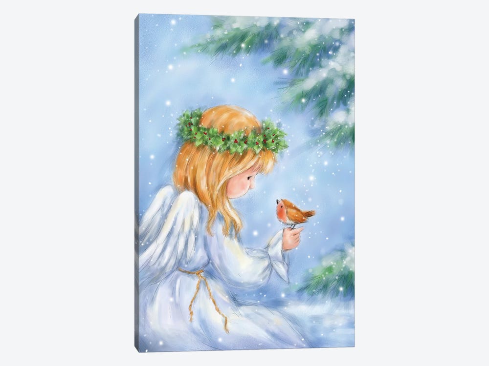 Angel and Robin by MAKIKO 1-piece Canvas Art Print