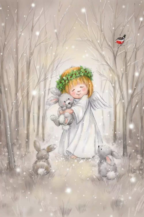 Angel with Rabbit by MAKIKO wall art