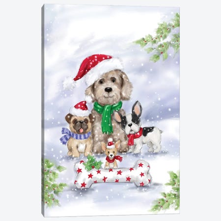 Christmas Dogs Canvas Print #MKK53} by MAKIKO Canvas Print
