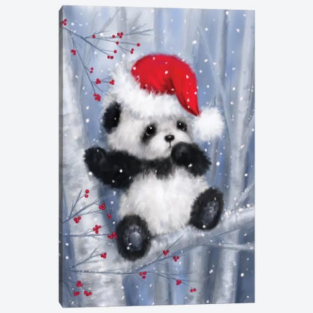 Christmas Panda Canvas Print #MKK55} by MAKIKO Canvas Wall Art