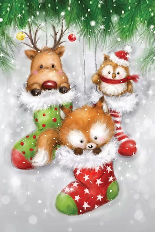 Deer Owl And Fox by MAKIKO wall art