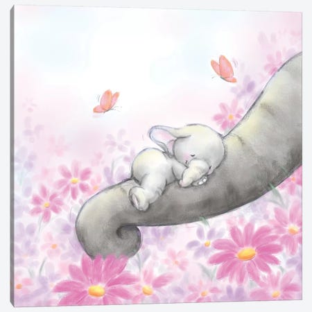 Baby Elepant Sleeping Canvas Print #MKK6} by MAKIKO Canvas Art Print