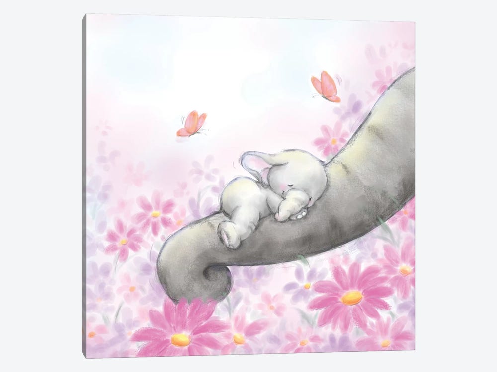 Baby Elepant Sleeping by MAKIKO 1-piece Canvas Art