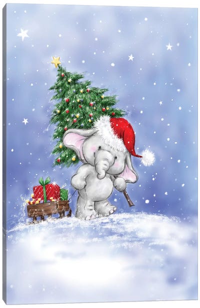 Elephant I Canvas Art Print - Christmas Animal Art
