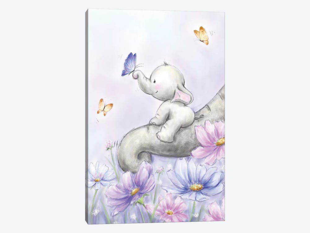 Elephant with Butterfly by MAKIKO 1-piece Art Print
