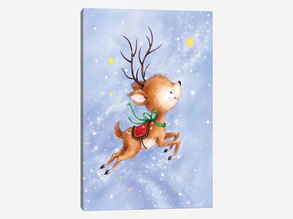 Flying Rudolph by MAKIKO 1-piece Canvas Print