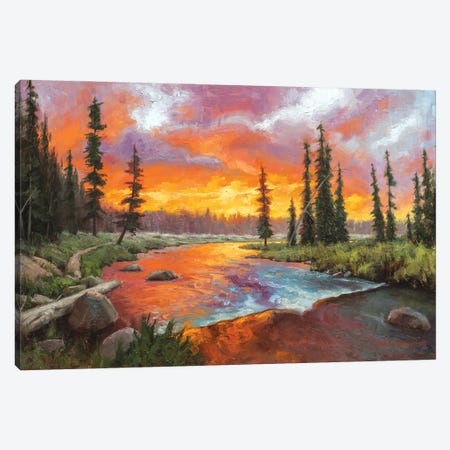 Sunset Bend Canvas Print #MKM22} by Mark McKenna Canvas Artwork