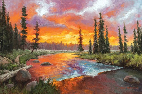 Cabin & Lodge Décor: Sunset Bend by Mark McKenna
