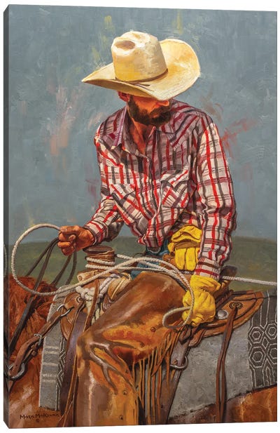 Tight And Ready Canvas Art Print - Cowboy & Cowgirl Art