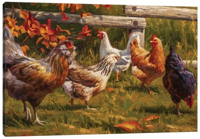The Garden Club Canvas Art Print - Chicken & Rooster Art