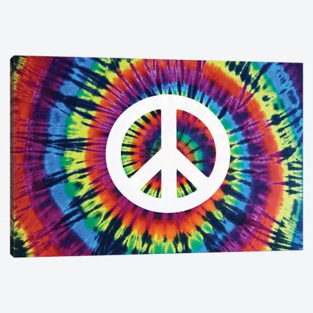 Tie Dye Rainbow Peace Sign Canvas Print #MKN18} by Molly Kearns Canvas Artwork