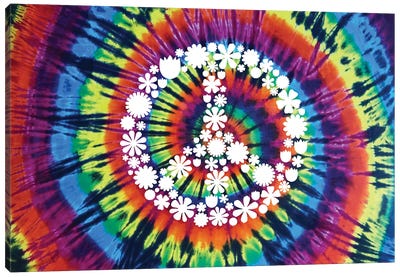 Tie Dye Rainbow Peace Sign II Canvas Art Print
