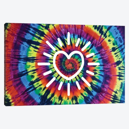 Tie Dye Rainbow Radiant Heart Canvas Print #MKN20} by Molly Kearns Canvas Art Print
