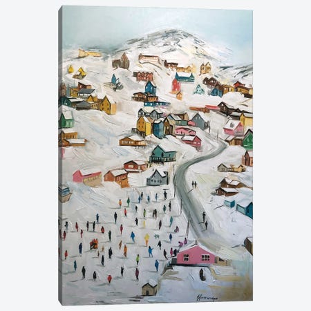 Snow Village Canvas Print #MKP17} by Marina Koutsospyrou Canvas Art Print