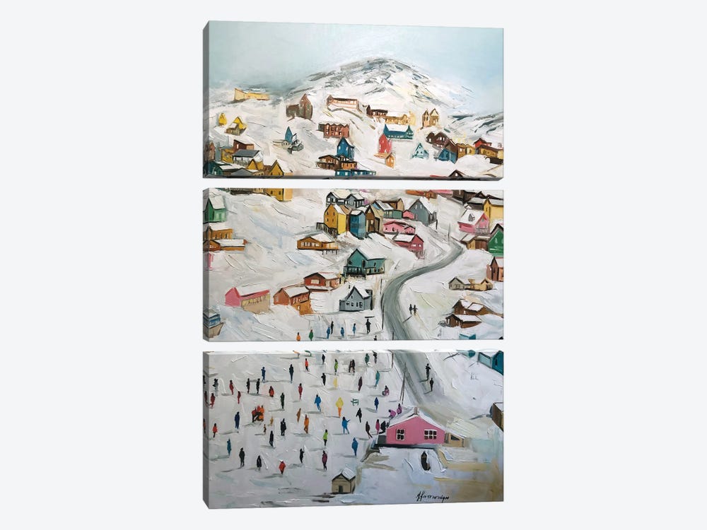 Snow Village by Marina Koutsospyrou 3-piece Art Print