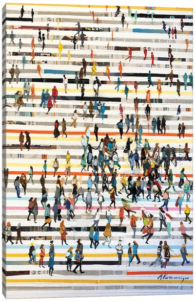 Lines With People Canvas Art Print - Strolls in the City