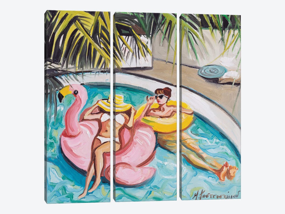 In The Swimming Pool by Marina Koutsospyrou 3-piece Canvas Wall Art