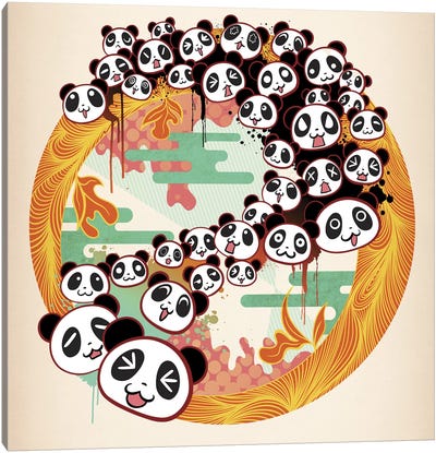 Panda Swirl Canvas Art Print - Panda Art