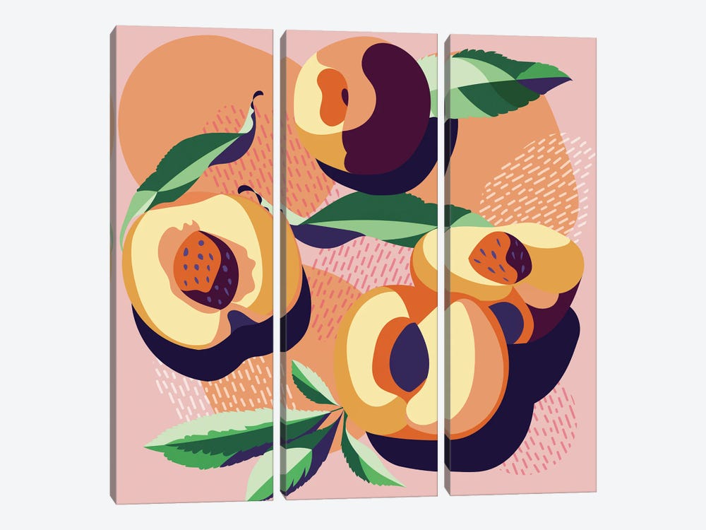 Peaches by Margo Ku 3-piece Canvas Art