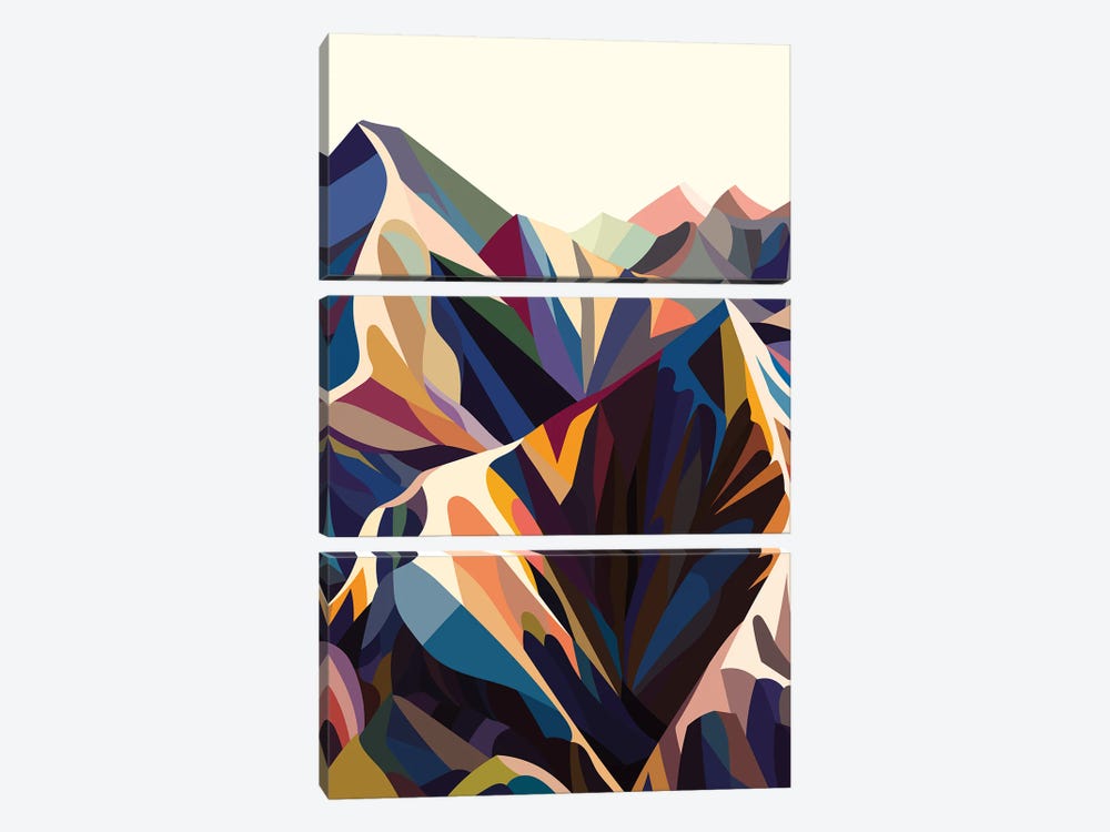 Mountains Original Vertical by Margo Ku 3-piece Canvas Art Print
