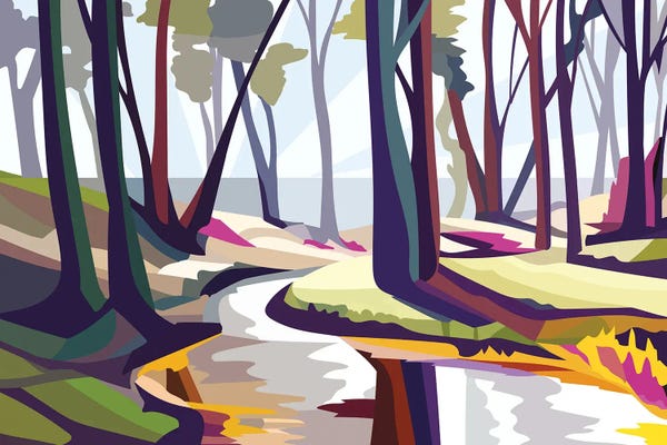 Large Modern Art - Canvas Prints: Riverside by Margo Ku