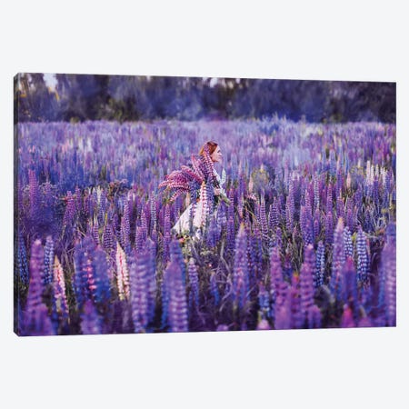 The Girl In Lupin Fields Canvas Print #MKV110} by Hobopeeba Art Print
