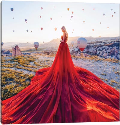 The Splendid Sun In Cappadocia Canvas Art Print - Red Passion