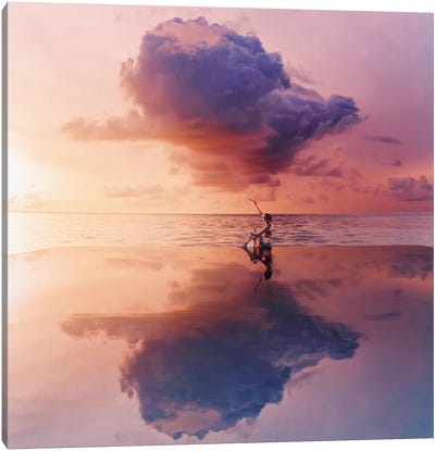 Drawing On The Sky Canvas Art Print - Cloudy Sunset Art
