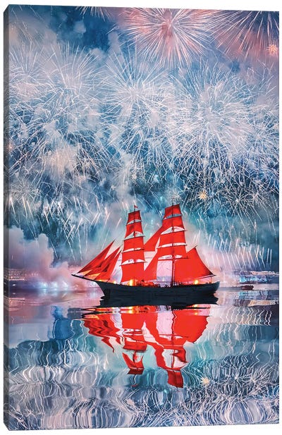 Scarlet Sails In St. Petersburg Canvas Art Print - Hobopeeba
