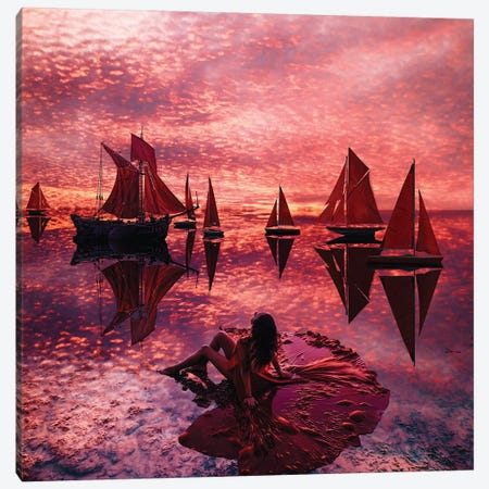 When It Is Hard To Choose Your Scarlet Sails Canvas Print #MKV173} by Hobopeeba Art Print