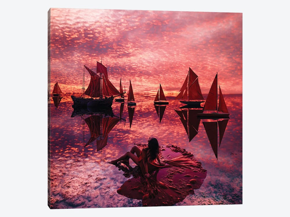 When It Is Hard To Choose Your Scarlet Sails by Hobopeeba 1-piece Canvas Art Print