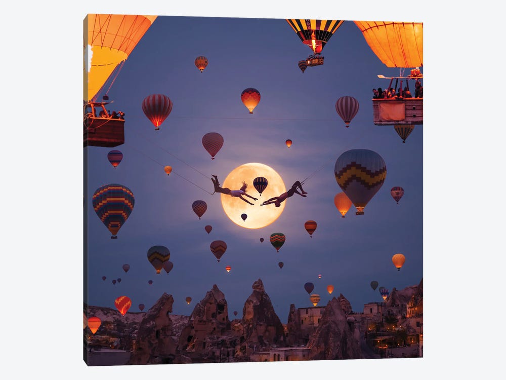 Full Moon Acrobat Balloons by Hobopeeba 1-piece Canvas Wall Art
