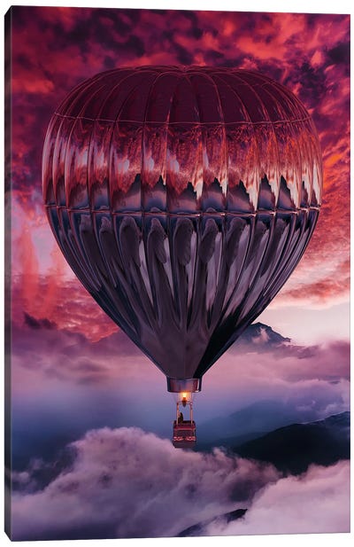 The Mirror Sunset Flight Canvas Art Print - Hot Air Balloon Art