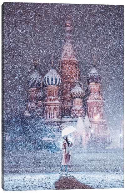 Moscow Snowfall Canvas Art Print - Moscow Art
